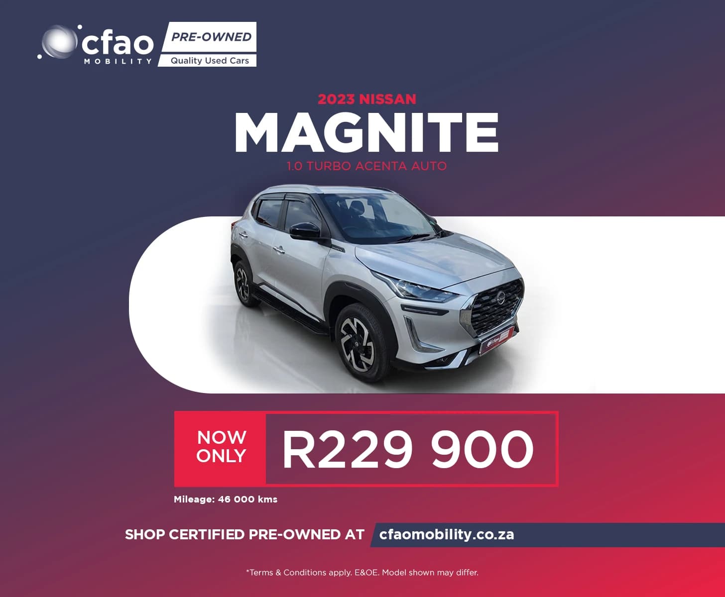 Nissan 2023 Nissan Magnite 1.0 TURBO ACENTA AUTO Now Only R229 900*