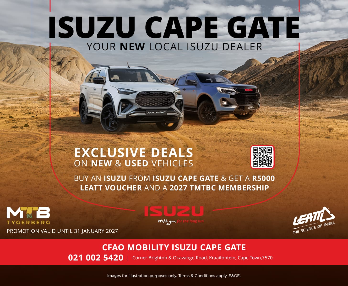 Isuzu 2027 TMTBC Membership and R5 000* LEATT Voucher