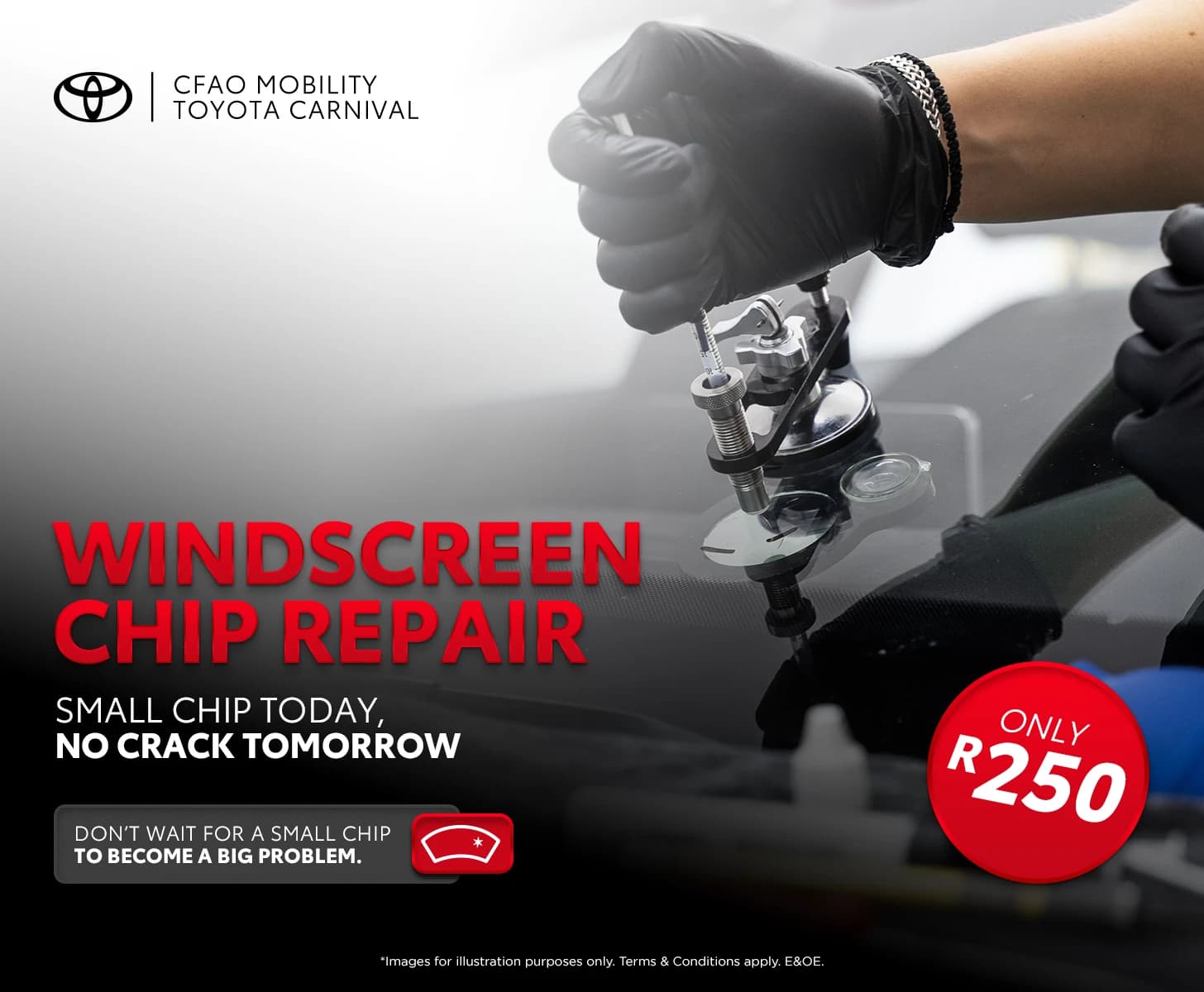 Toyota Windscreen Chip Repair only R250