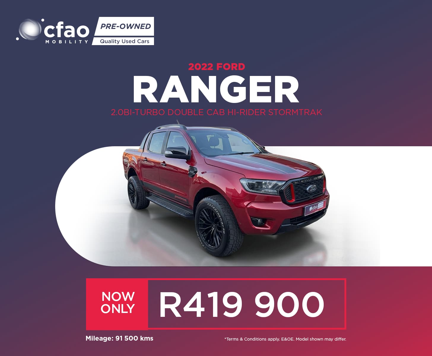Nissan 2022 Ford Ranger 2.0BI-TURBO DOUBLE CAB HI-RIDER STORMTRAK From R419 900*